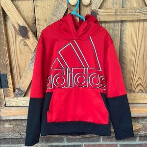 Kids Adidas Red and Black Color-Blocked Hoodie